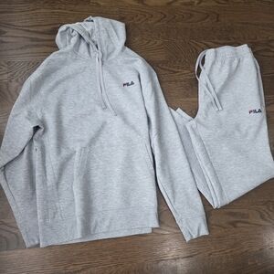 Fila Gray Hoodie and Sweatpants Set Sz.L Polyester